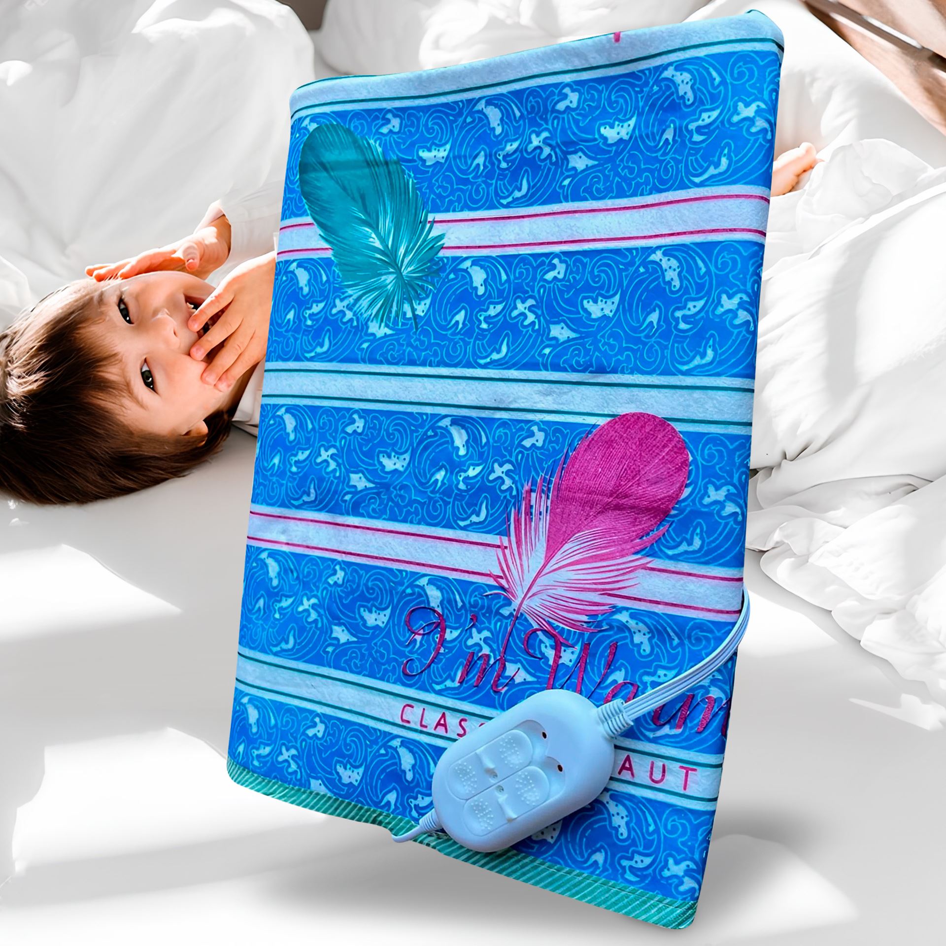 Зігріваюче електропростирадло Синій в полоску